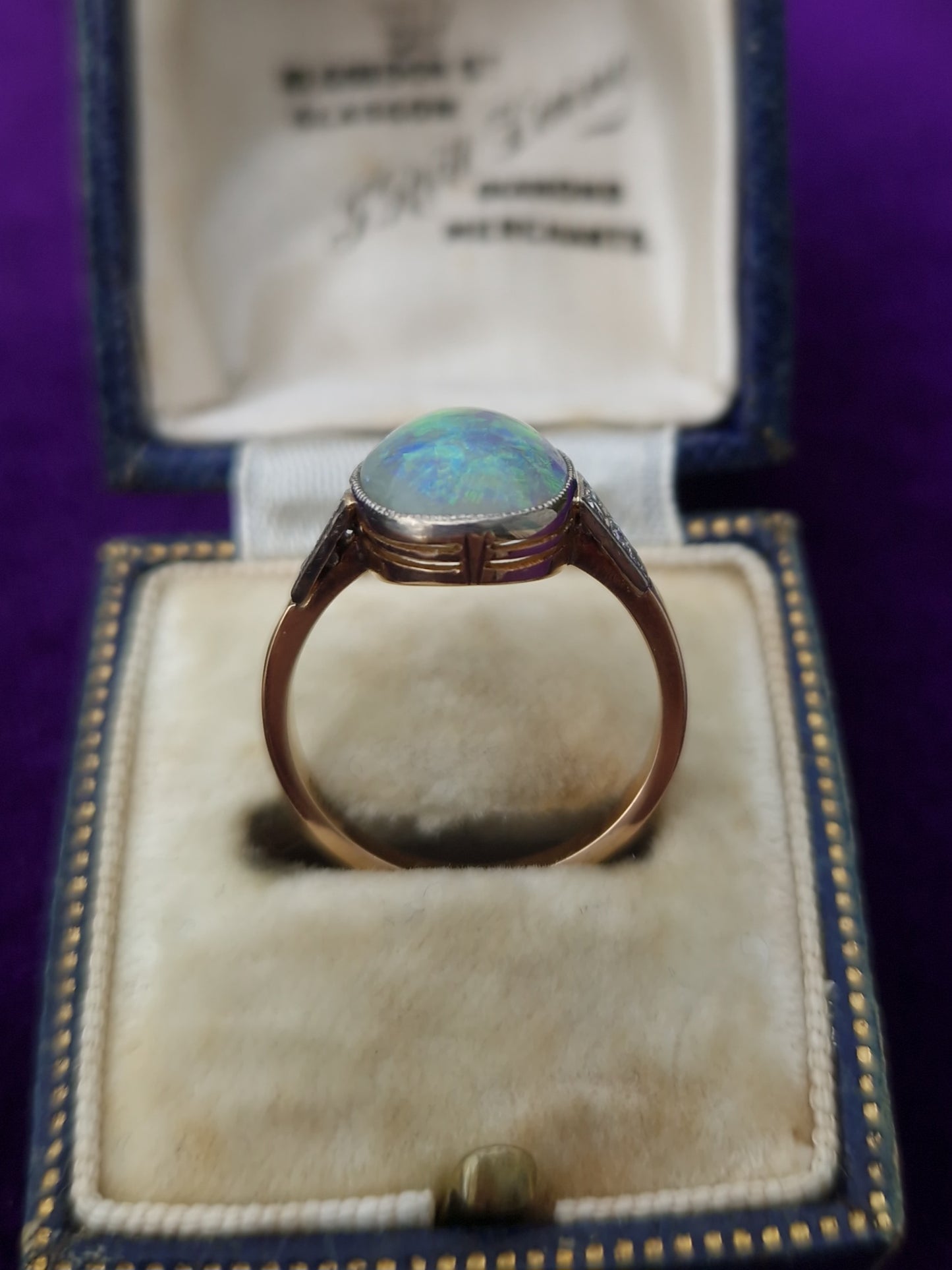 Art Deco Boulder Opal & Diamond 15ct Gold Ring