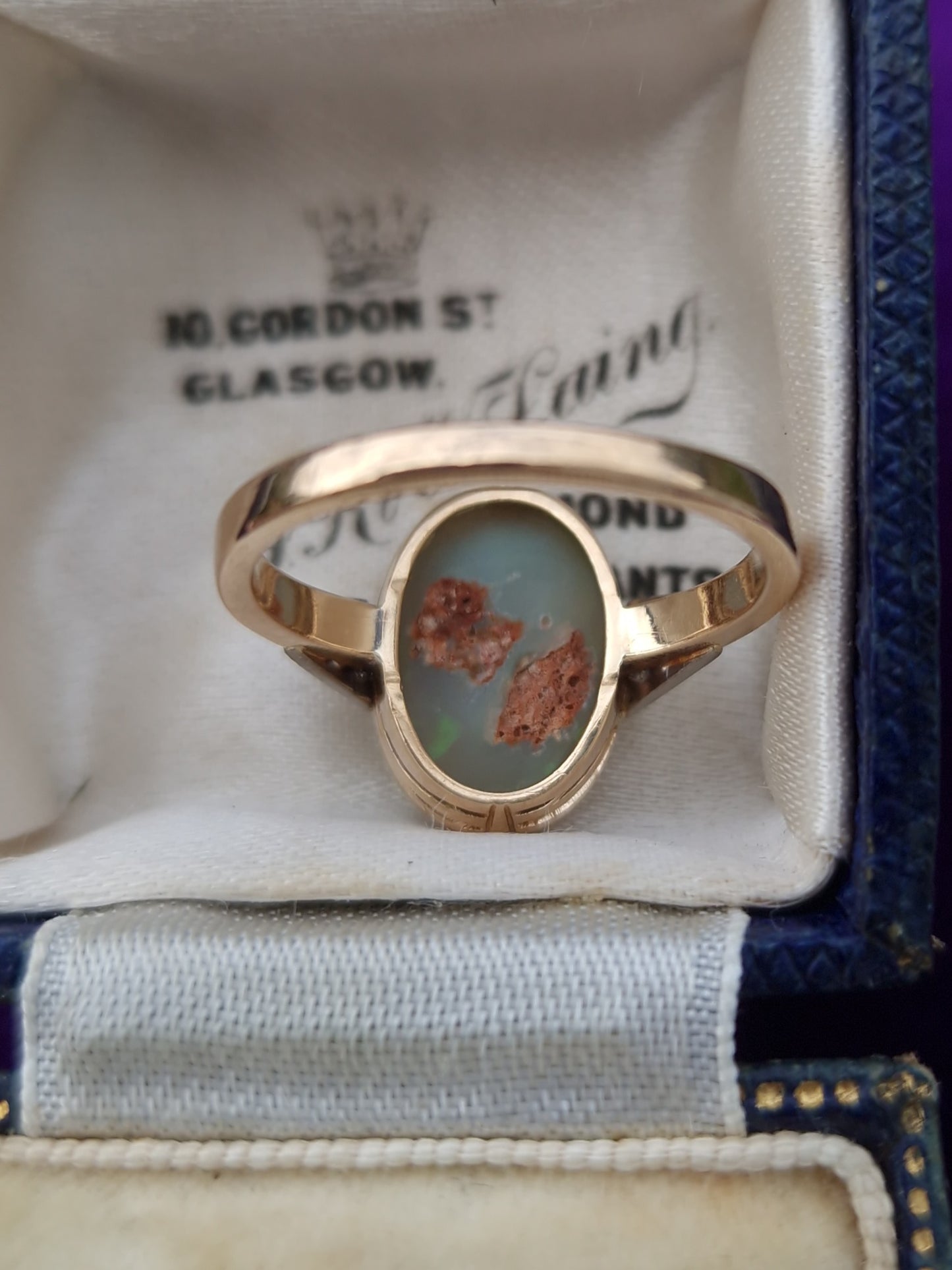 Art Deco Boulder Opal & Diamond 15ct Gold Ring