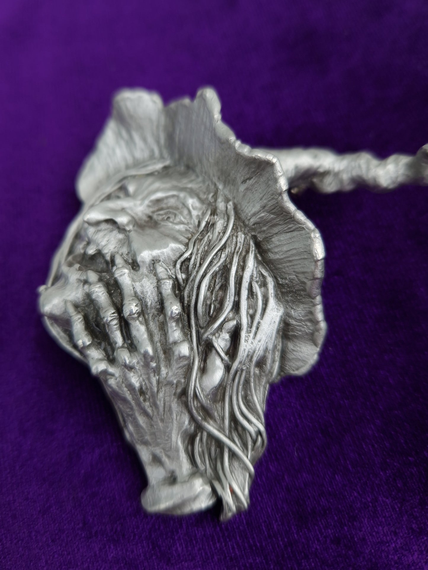 Vintage Witch Pewter Brooch JJ Jonette
