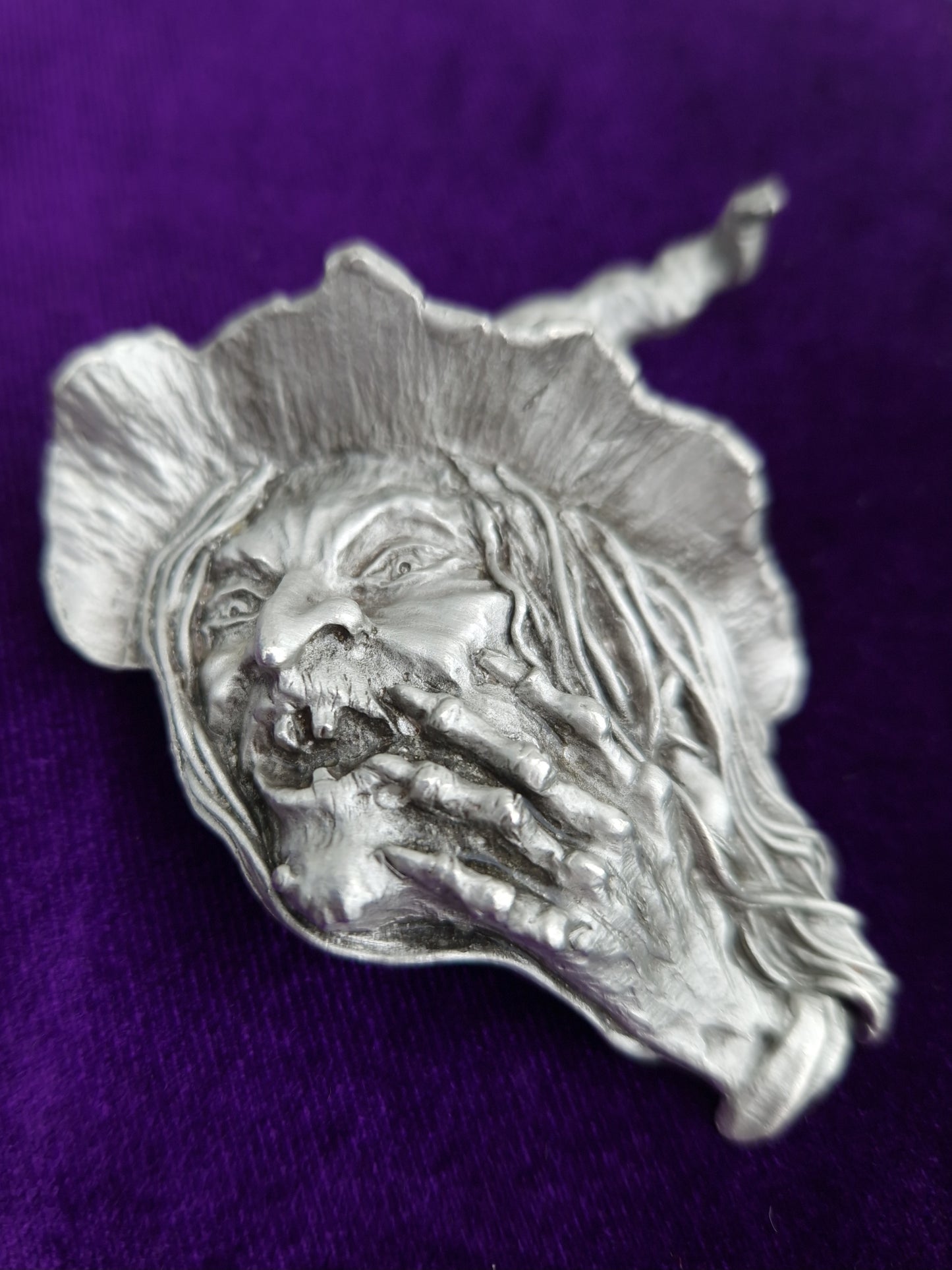 Vintage Witch Pewter Brooch JJ Jonette