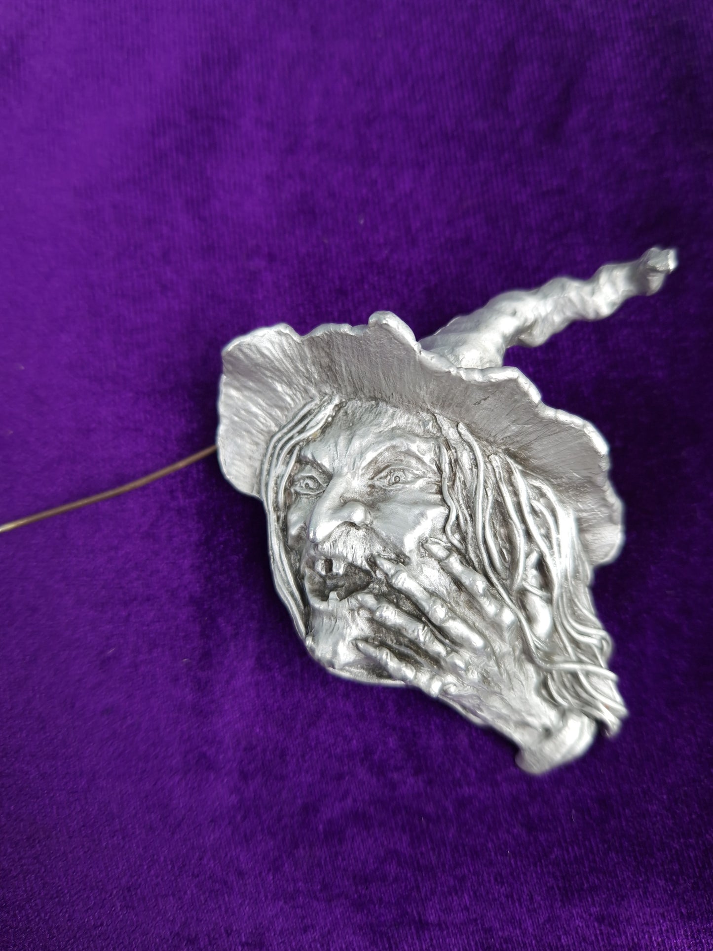 Vintage Witch Pewter Brooch JJ Jonette