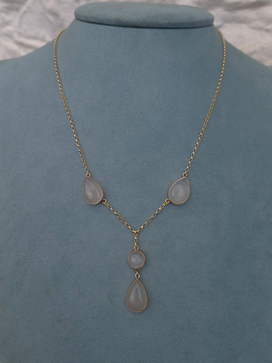 Vintage 9ct Gold Moonstone Necklace & Earring set