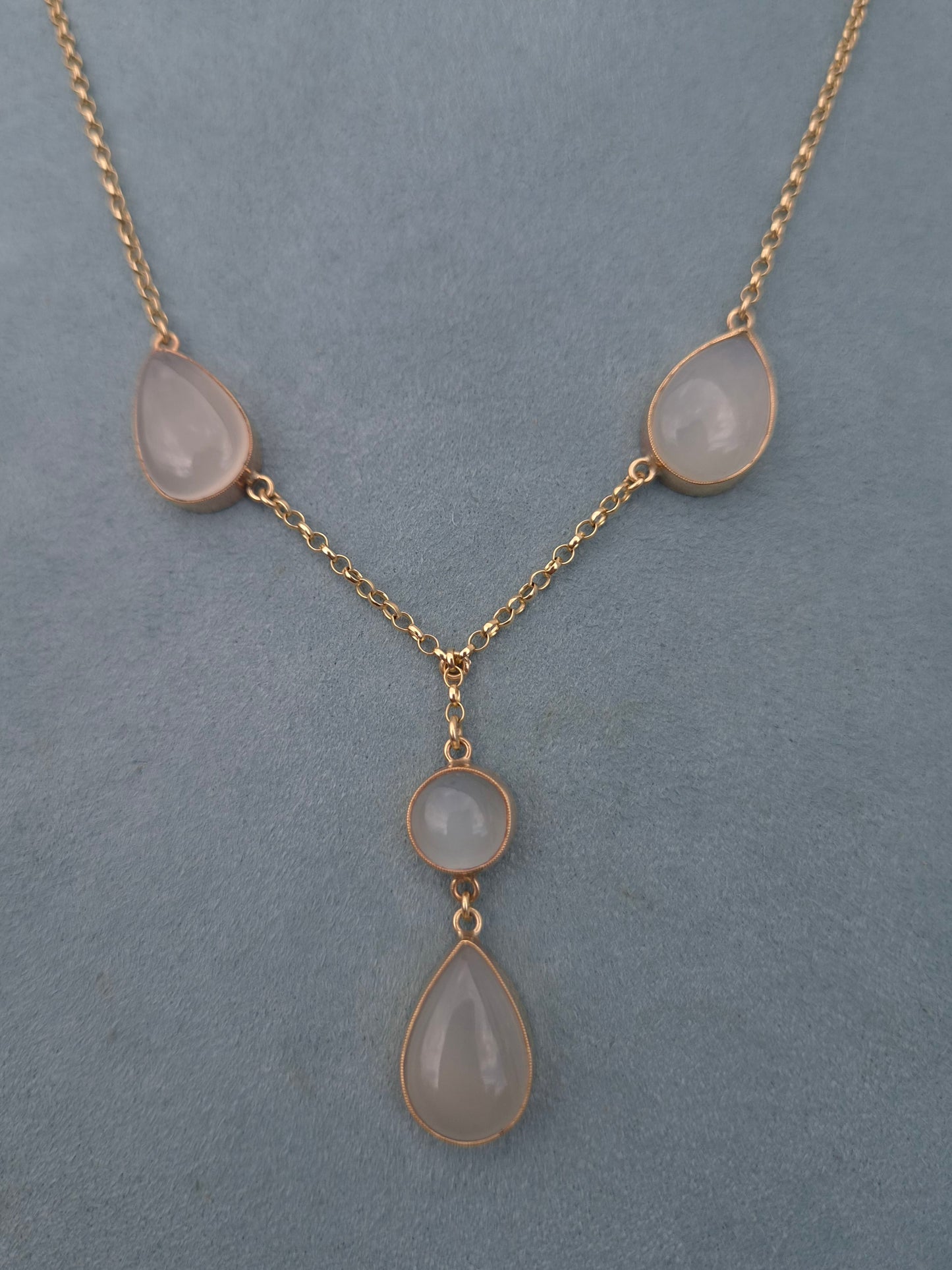 Vintage 9ct Gold Moonstone Necklace & Earring set
