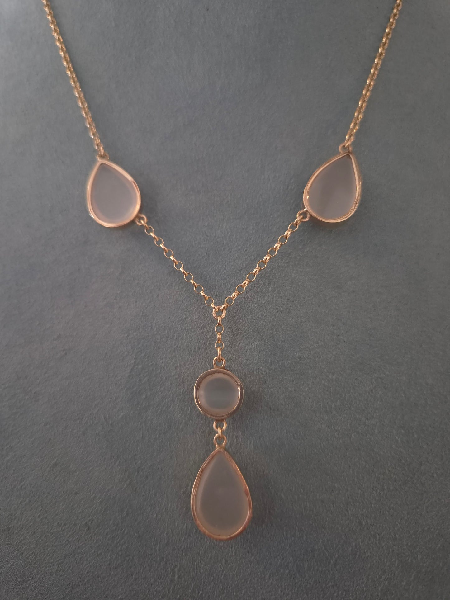 Vintage 9ct Gold Moonstone Necklace & Earring set