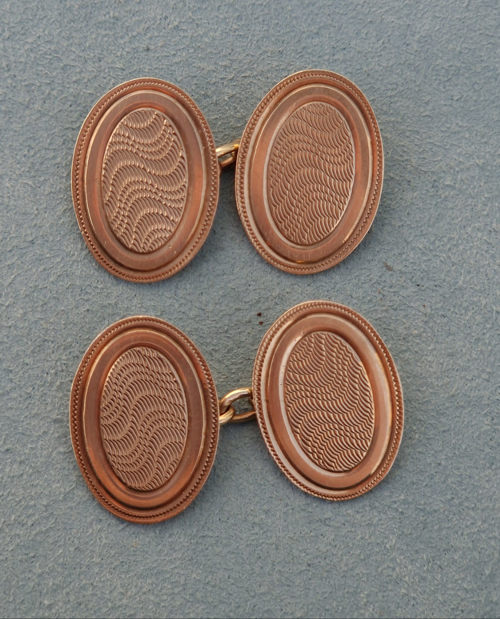 Art Deco 1932 Engraved Cufflinks 9ct Gold