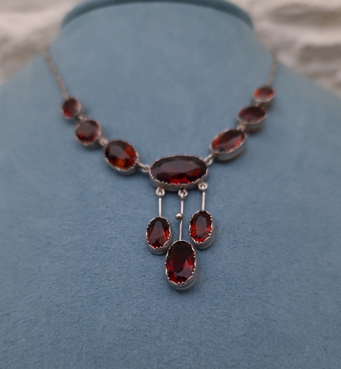 Antique Citrine Lavalier Silver Necklace