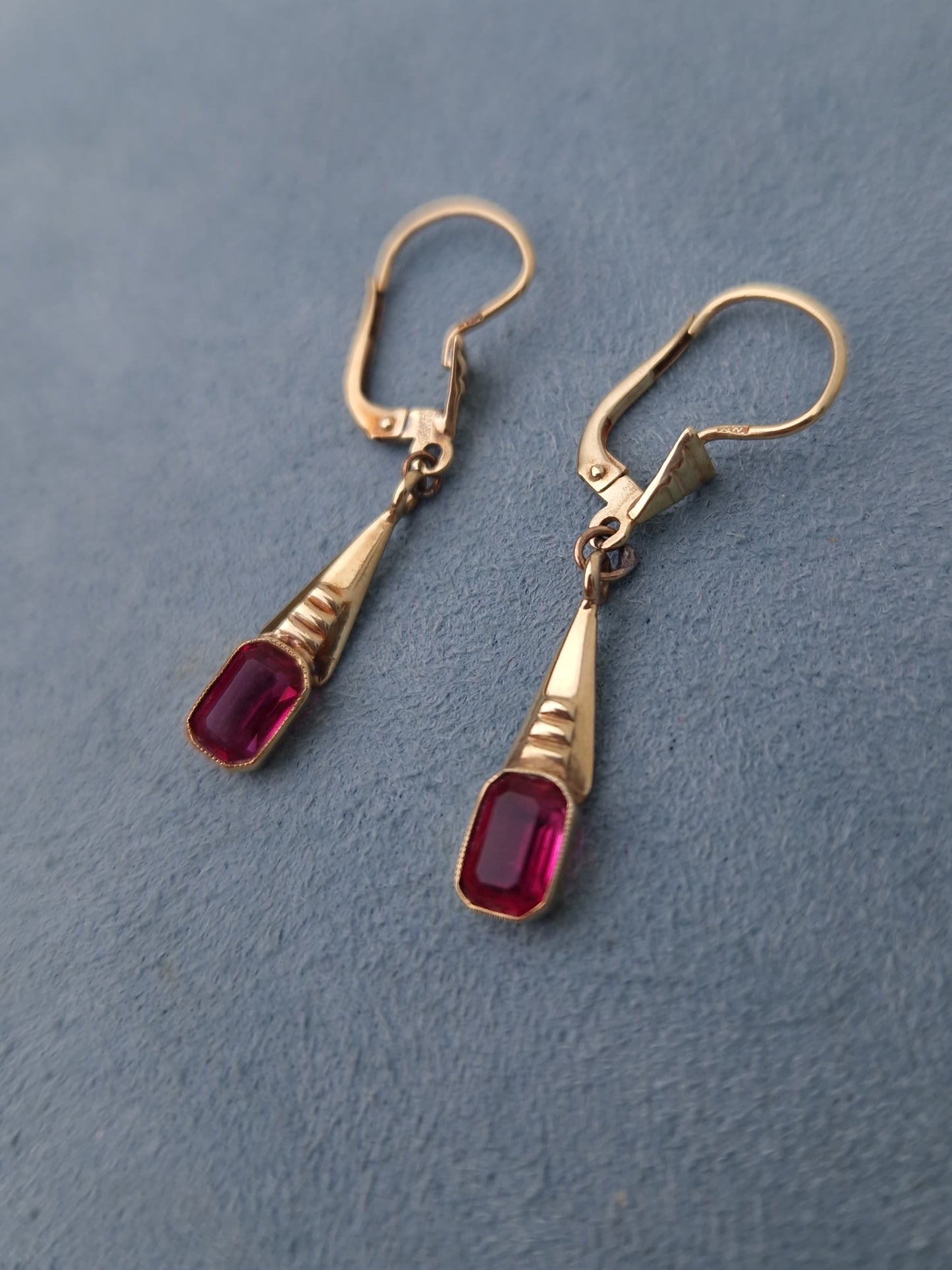 Vintage Tourmaline Drop Earrings 14ct Gold