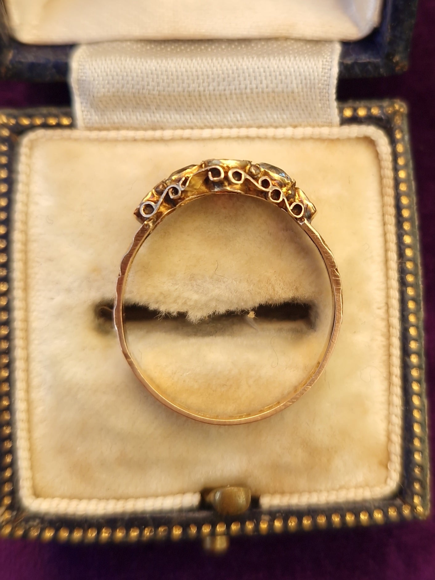 Antique 1872 Victorian 12ct Gold Flint Glass Ring