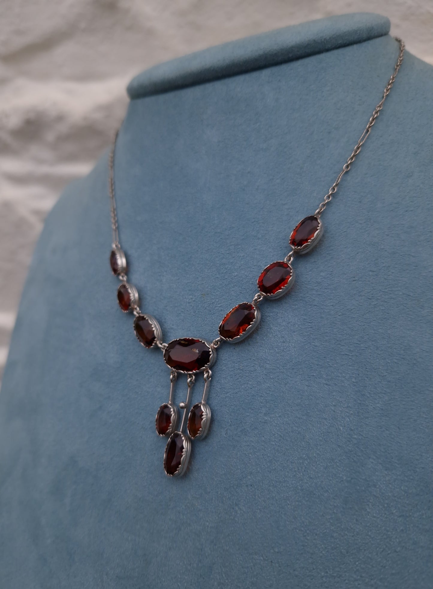 Antique Citrine Lavalier Silver Necklace