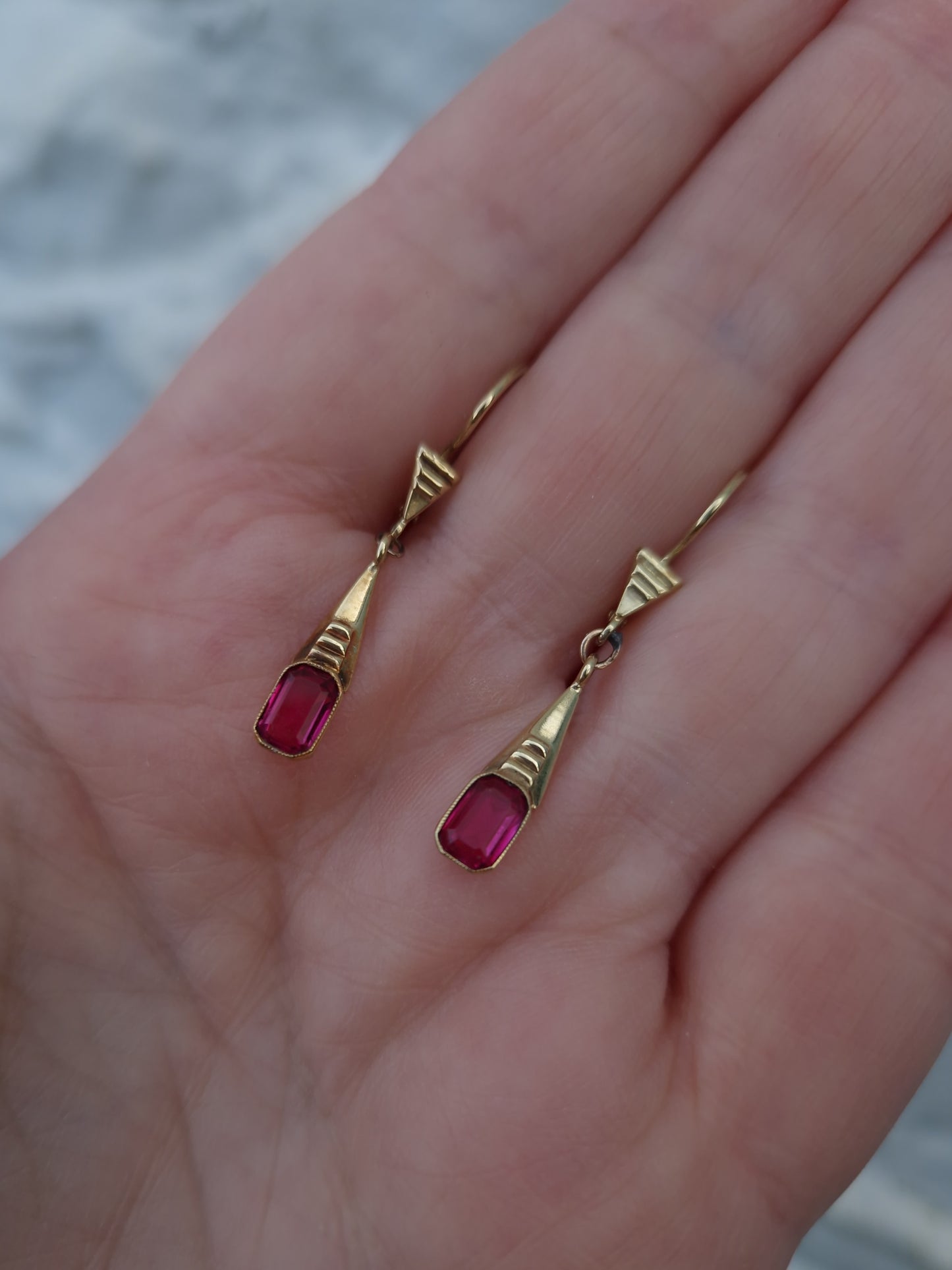 Vintage Tourmaline Drop Earrings 14ct Gold