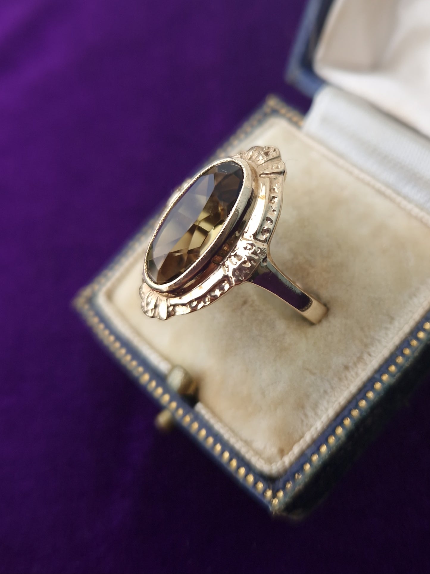 Vintage Smoky Quartz 9ct Gold Ring