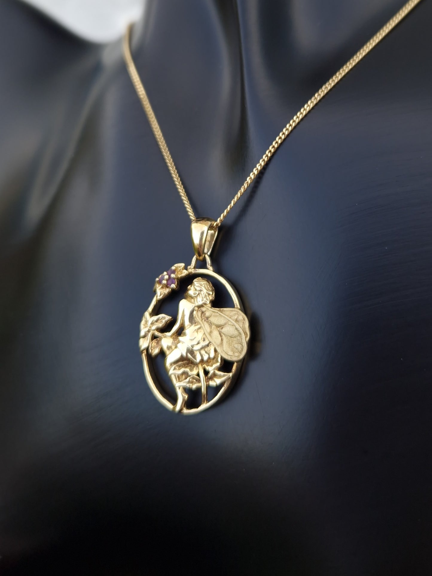 Fairy Pendant Necklace Sterling Silver Gilt