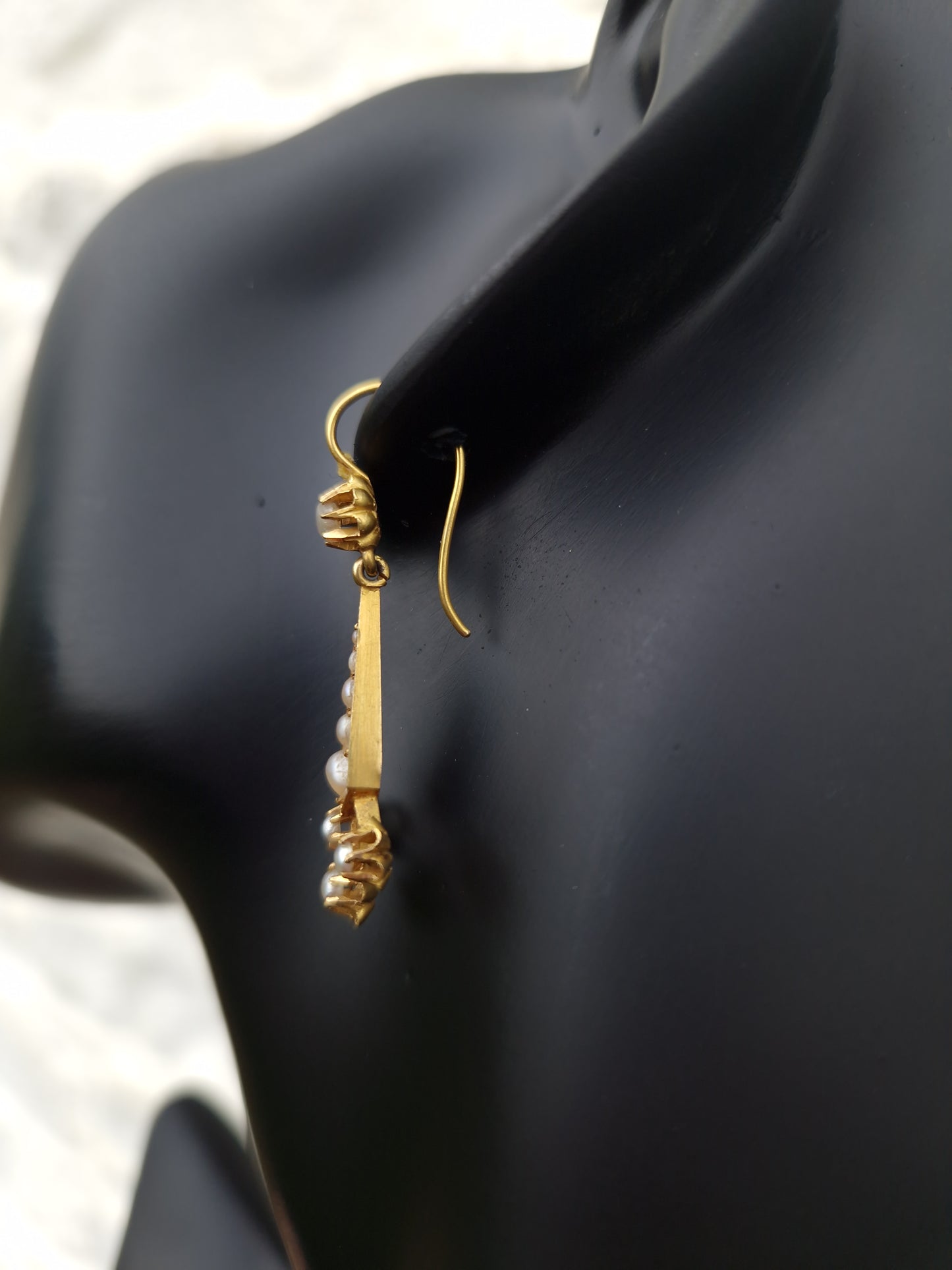 Antique Victorian Pearl Drop 18ct Gold Earrings