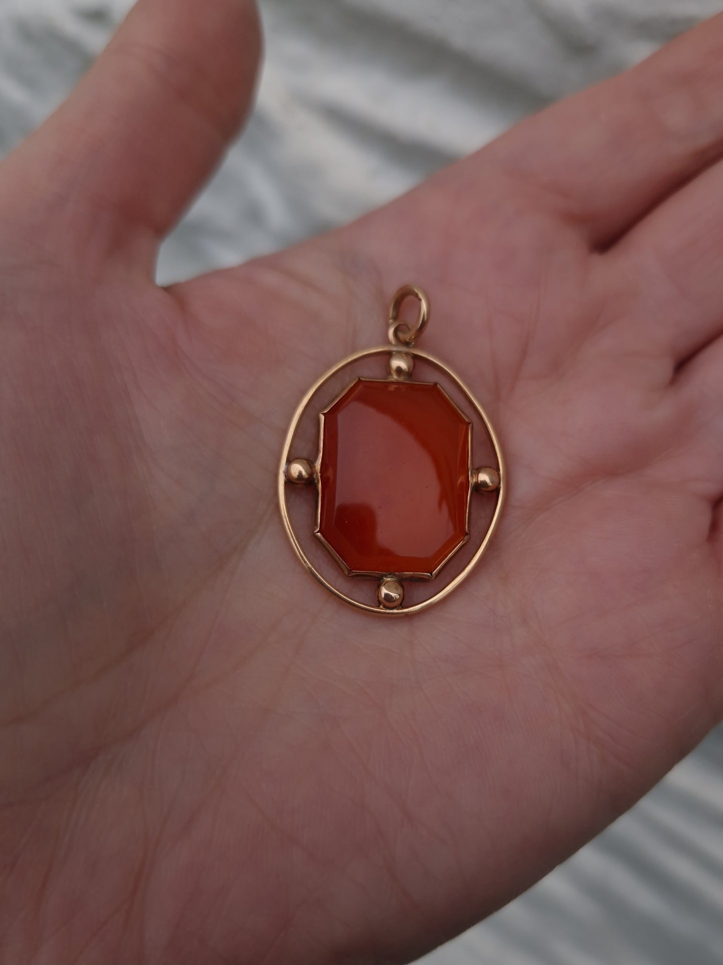 Antique Edwardian Carnelian 9ct Rose Gold Pendant