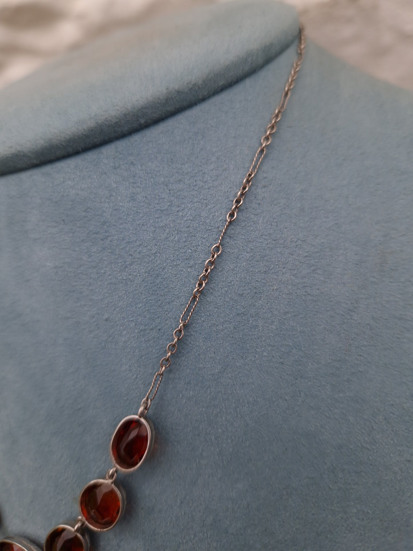 Antique Citrine Lavalier Silver Necklace