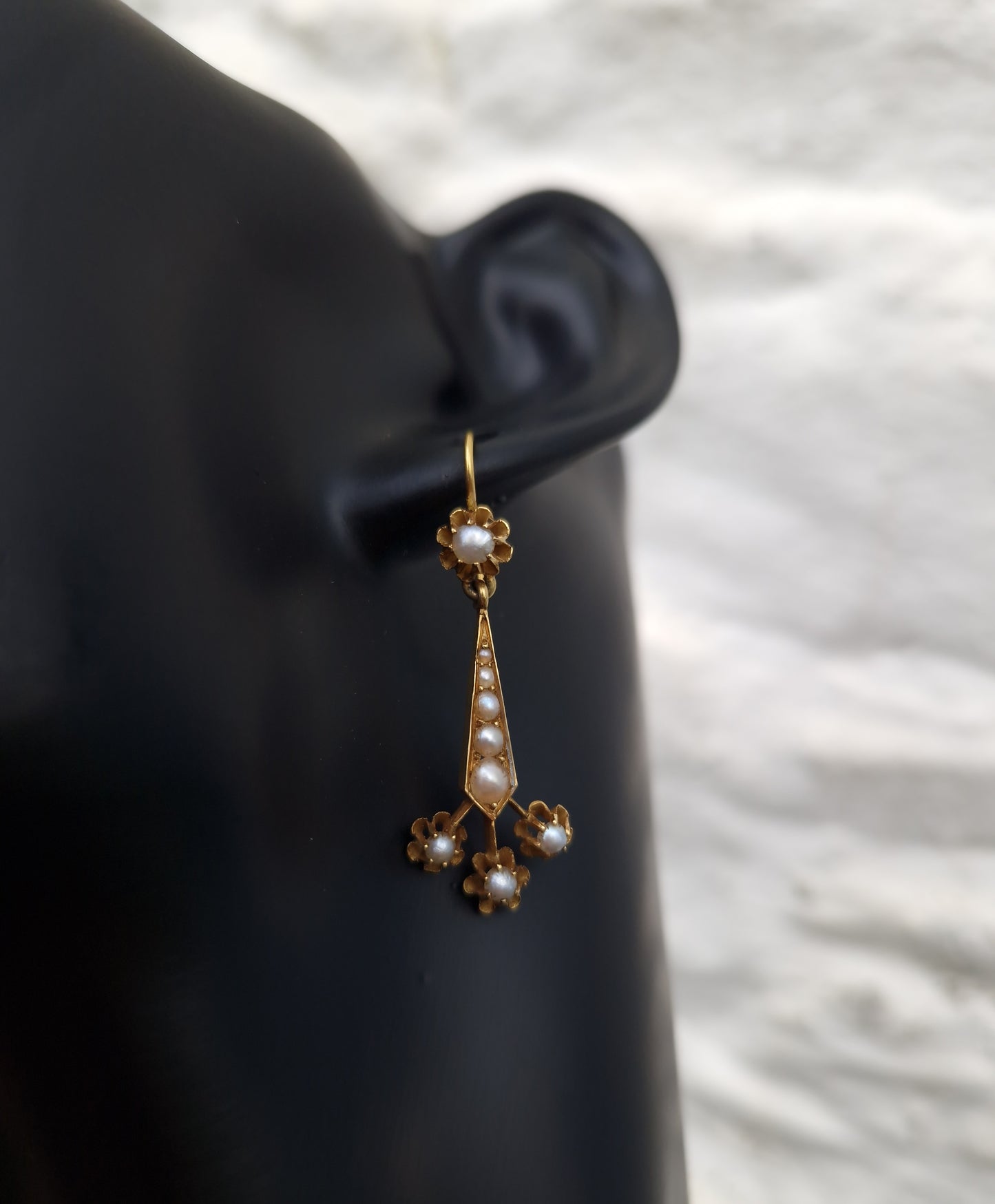 Antique Victorian Pearl Drop 18ct Gold Earrings
