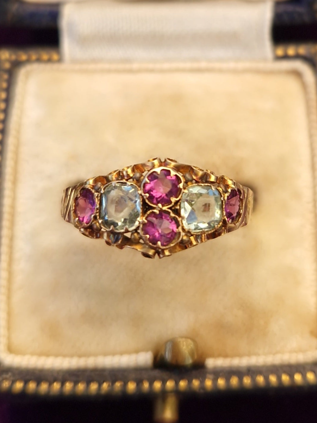 Antique 1872 Victorian 12ct Gold Flint Glass Ring