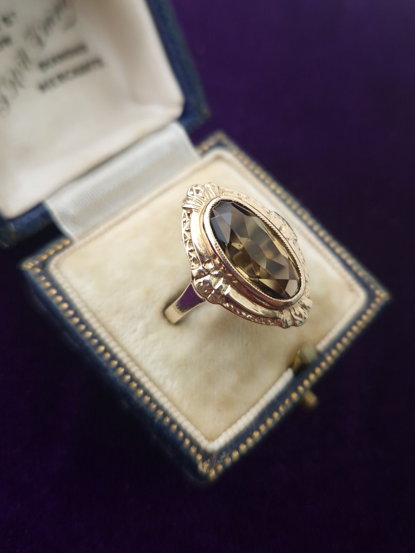Vintage Smoky Quartz 9ct Gold Ring