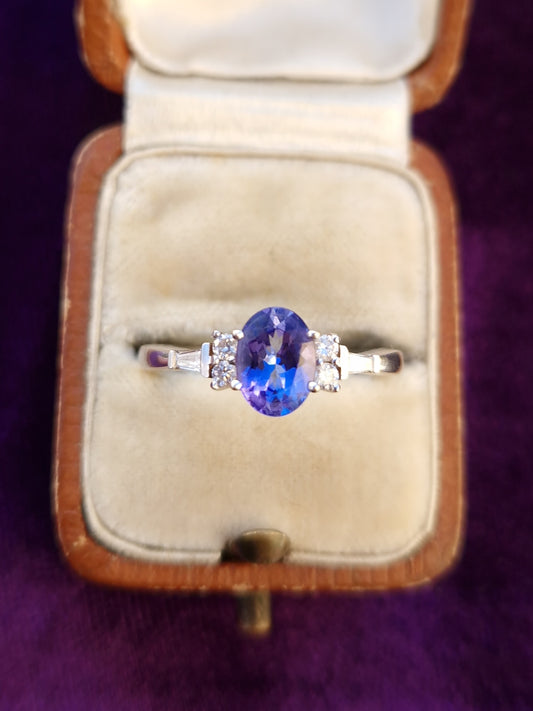 Tanzanite & Diamond 14ct White Gold Ring