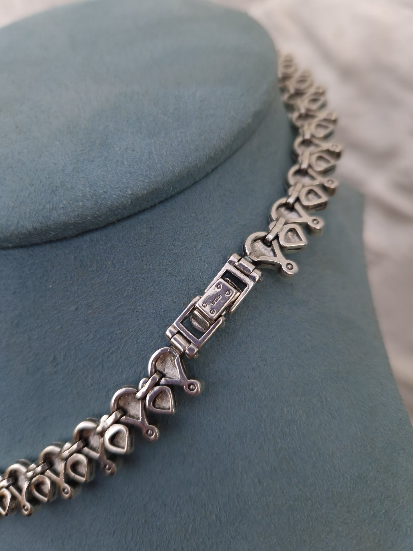 Silver Marcasite Opal Fringe Necklace