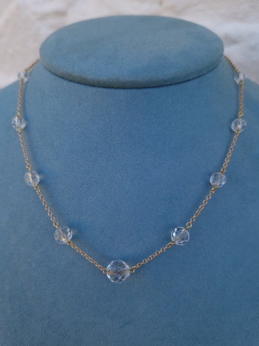 Antique Glass Bead 9ct Gold Necklace