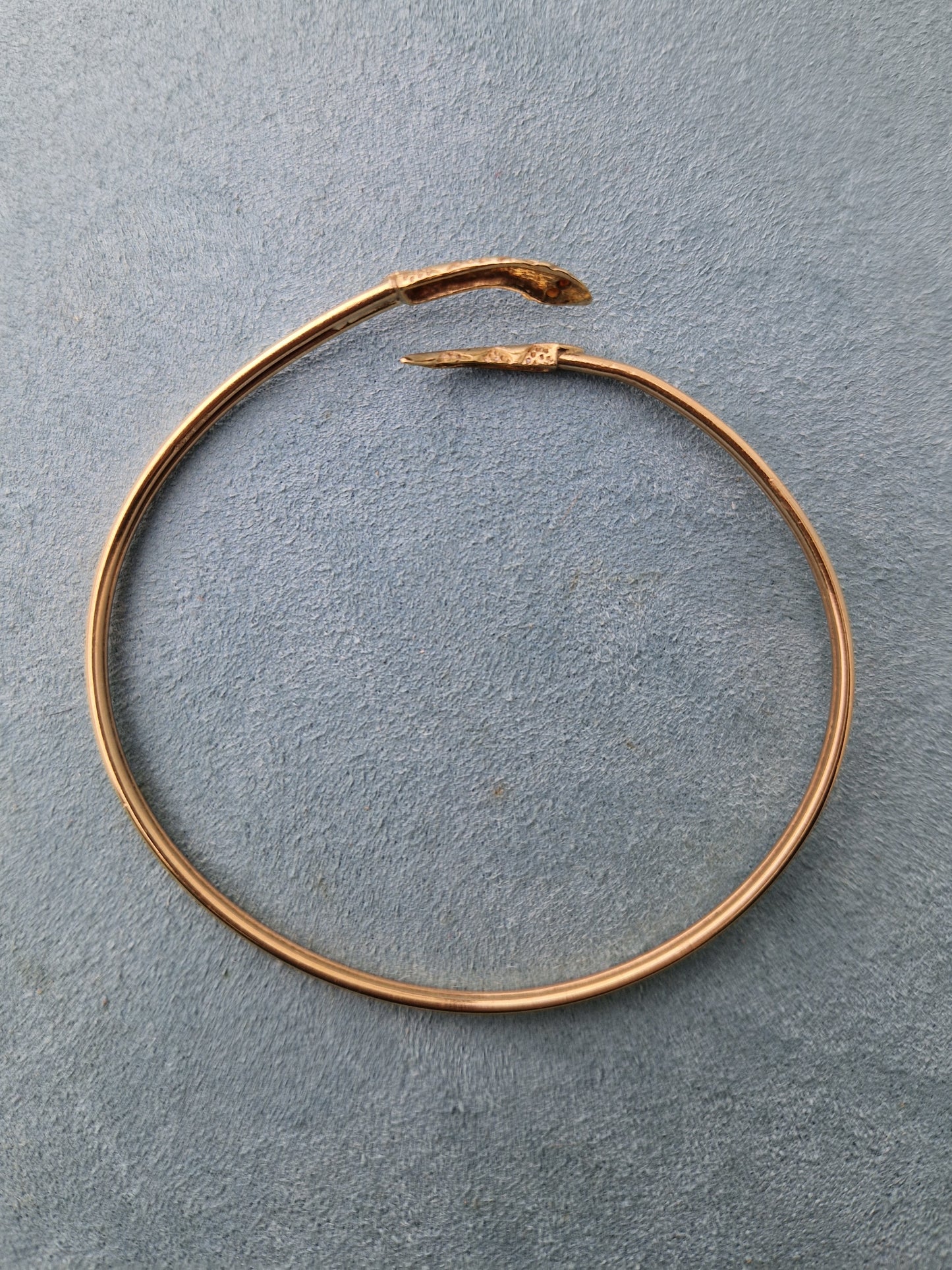 Vintage Garnet Snake Bangle 9ct Gold