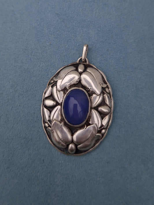 Antique Silver Chalcedony Pendant