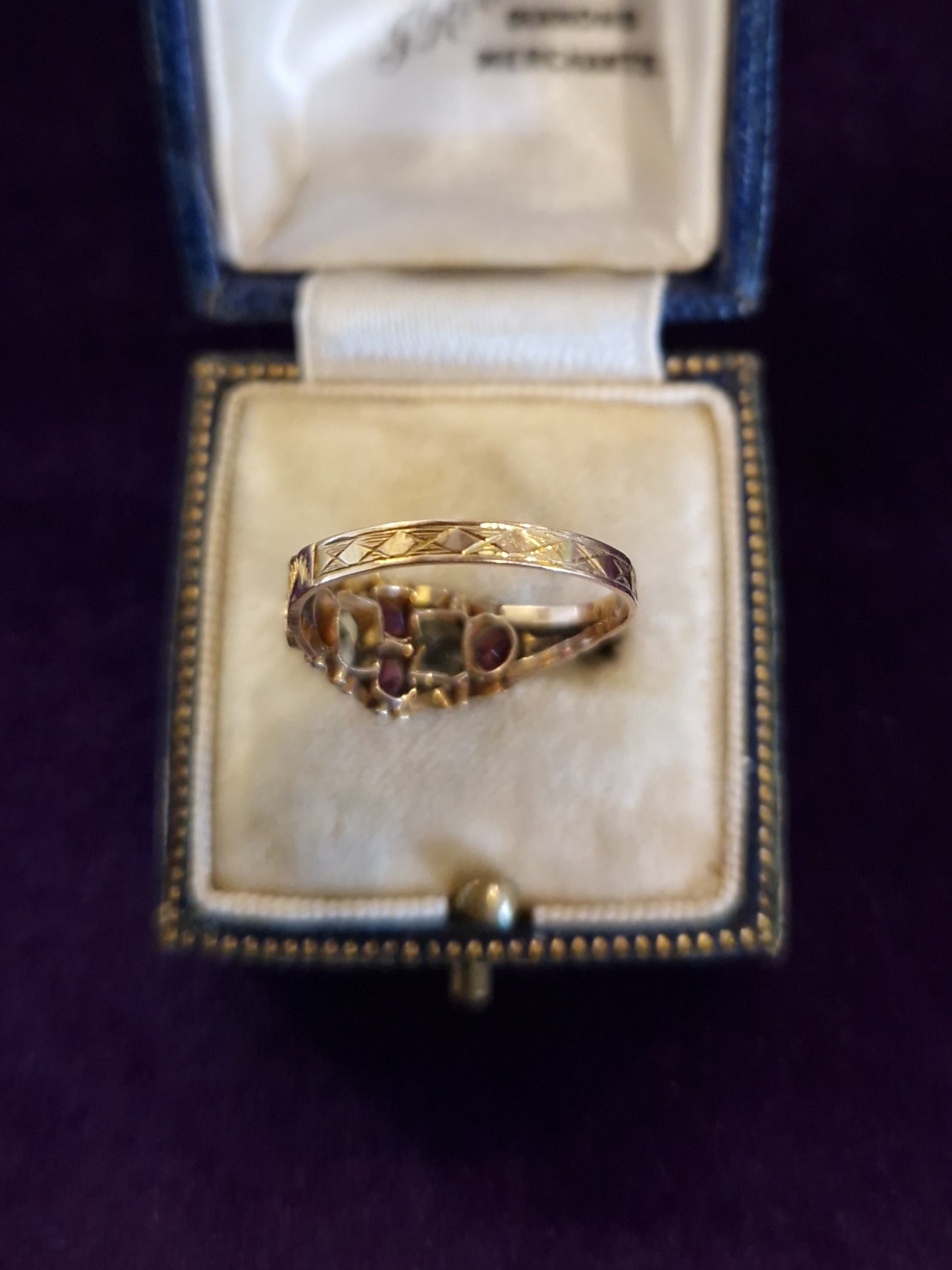 Antique 1872 Victorian 12ct Gold Flint Glass Ring