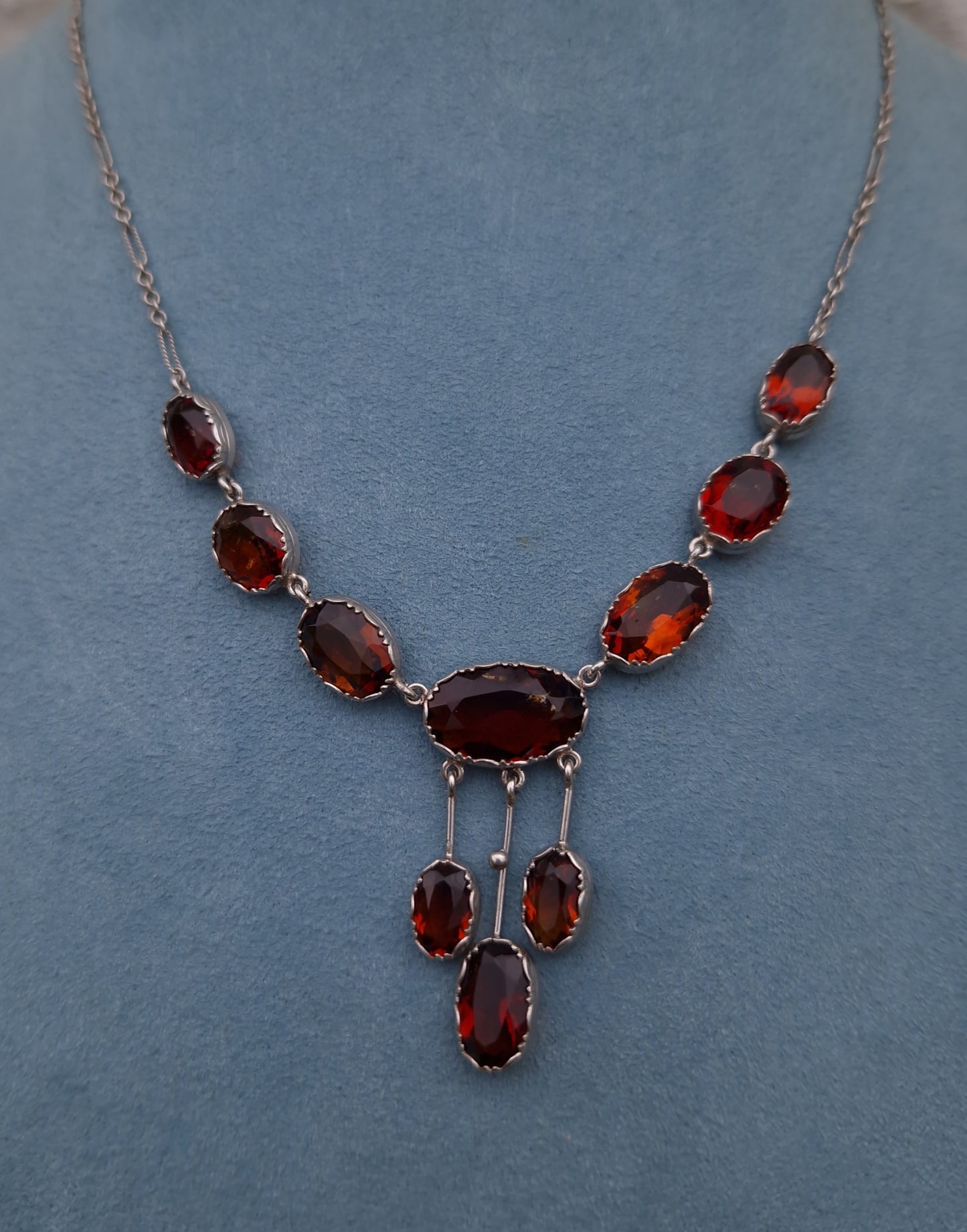 Antique Citrine Lavalier Silver Necklace