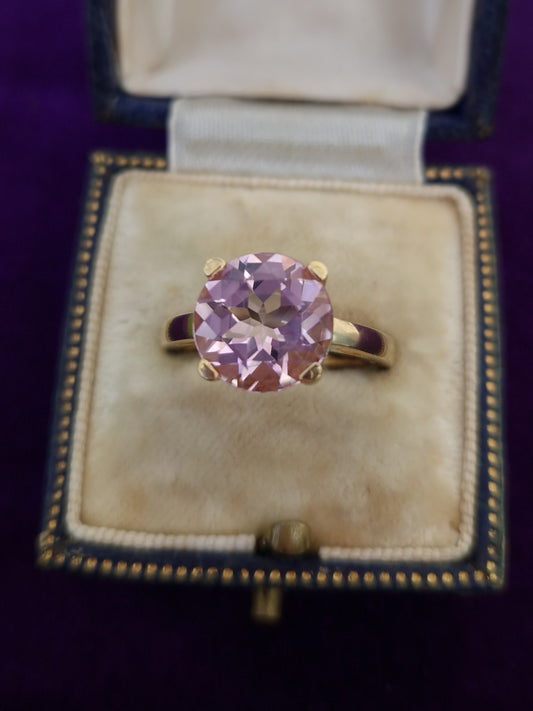 Pre-loved Pink Topaz Solitaire 9ct Gold Ring