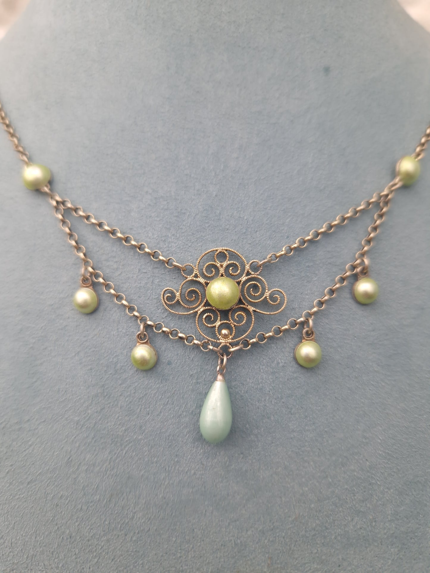 Antique Marius Hammer Silver Enamel Norwegian Necklace