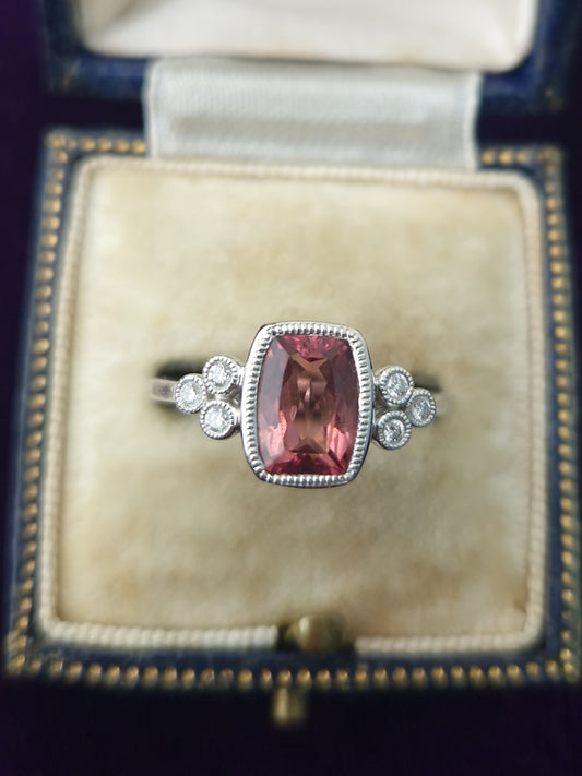 Pre-loved Pink Tourmaline Diamond 18ct White Gold Ring