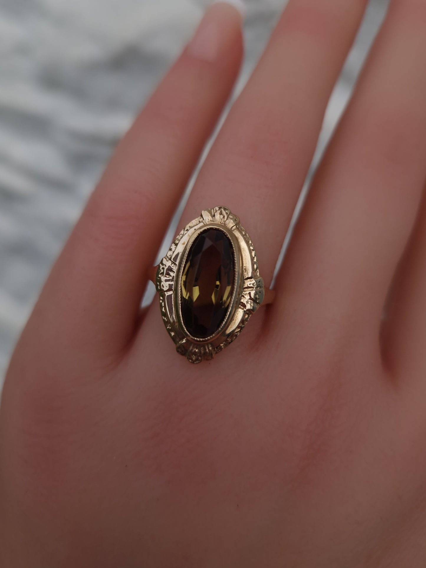 Vintage Smoky Quartz 9ct Gold Ring