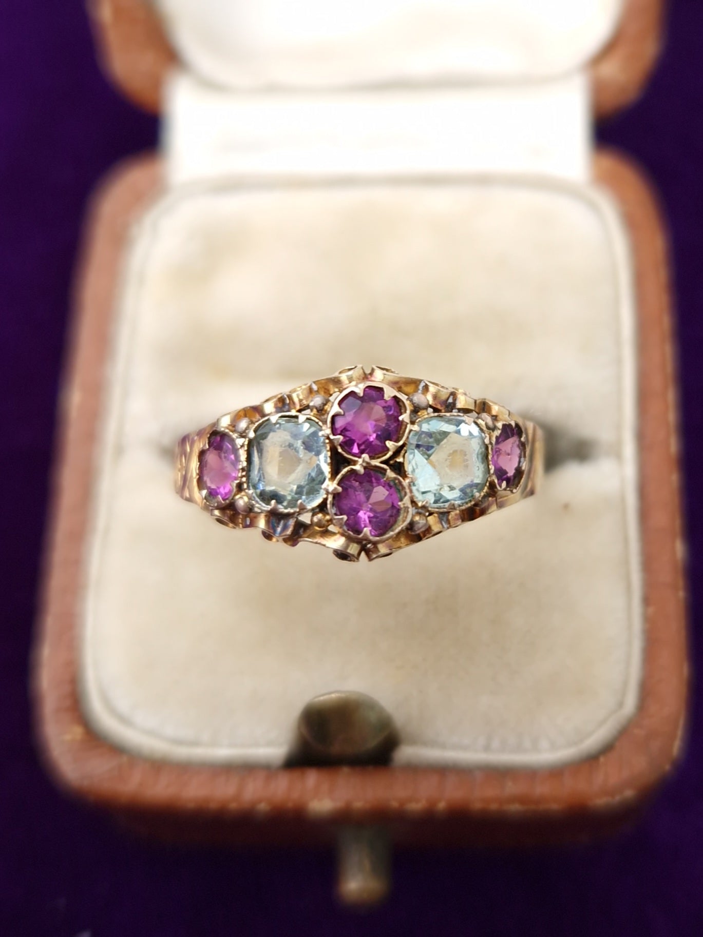 Antique 1872 Victorian 12ct Gold Flint Glass Ring