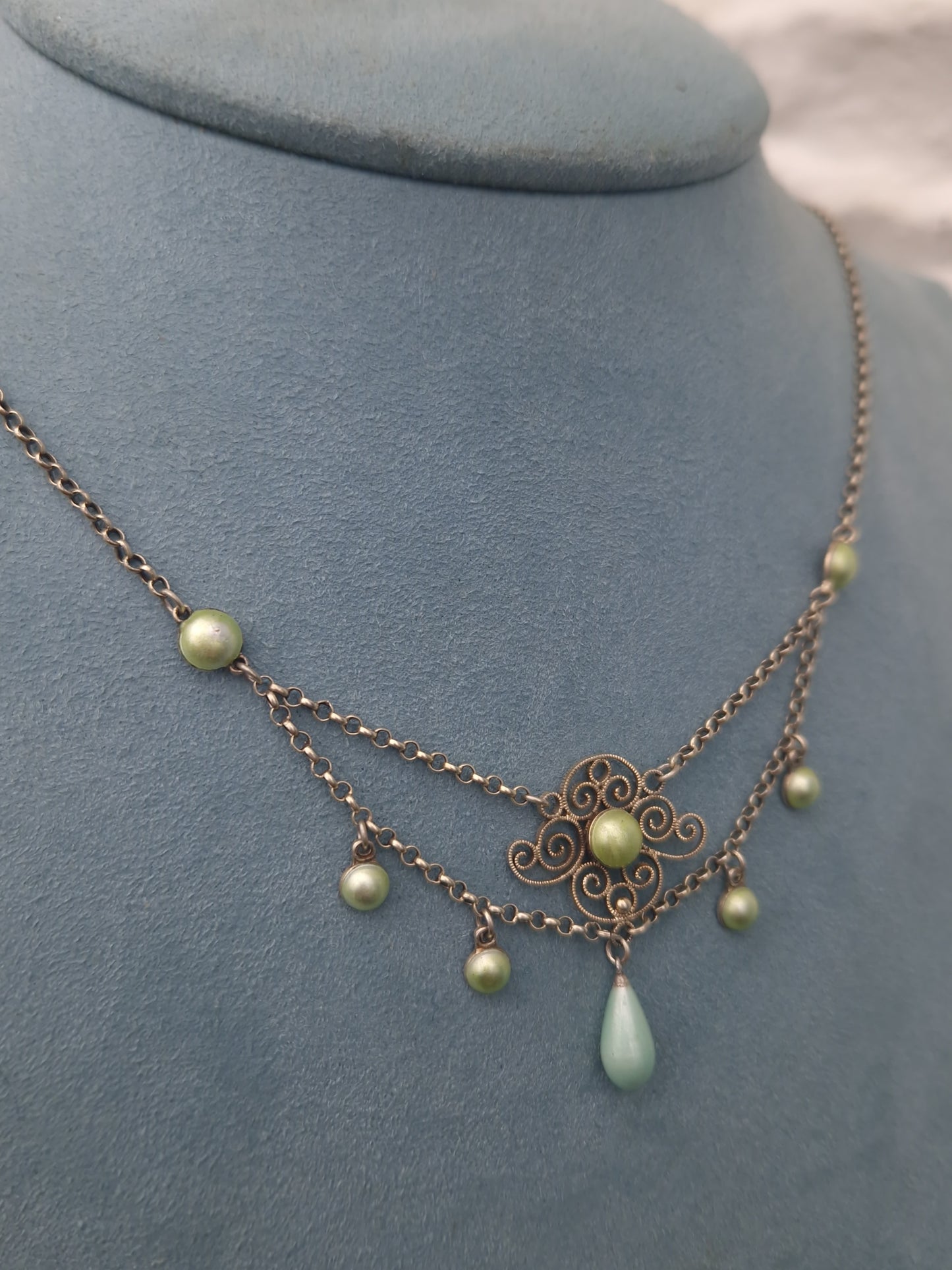 Antique Marius Hammer Silver Enamel Norwegian Necklace