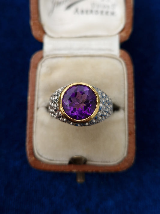 Pre-loved Amethyst Silver Bombe Ring