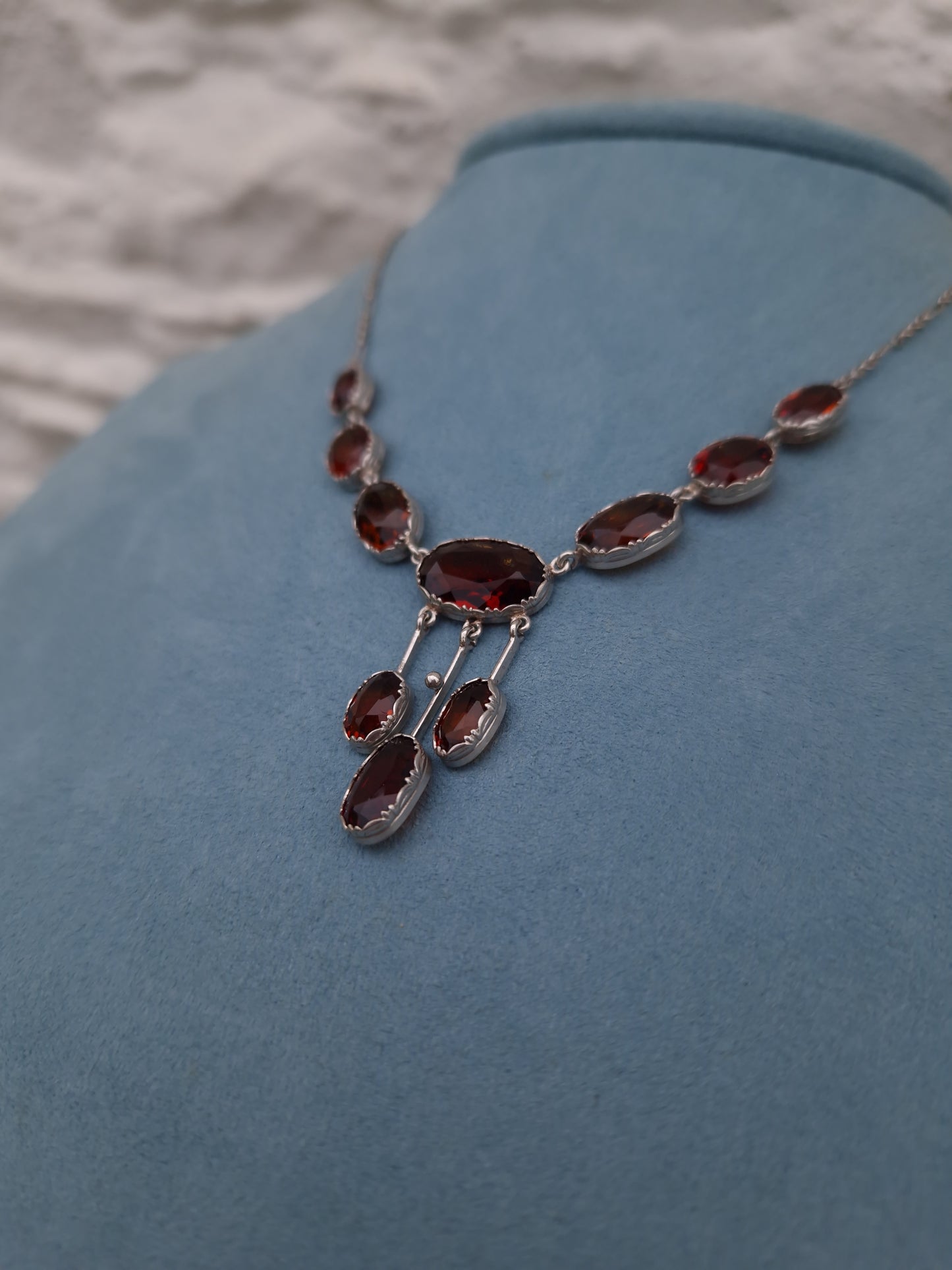 Antique Citrine Lavalier Silver Necklace