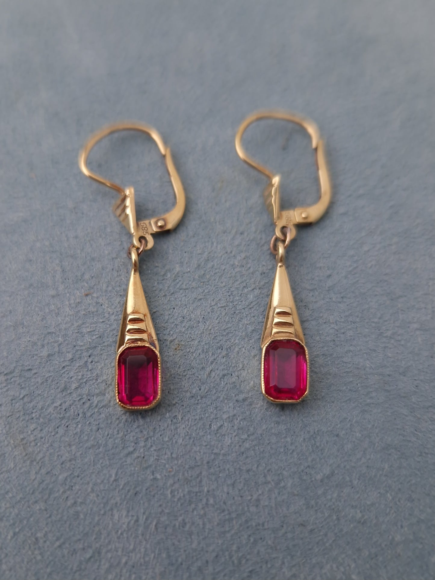 Vintage Tourmaline Drop Earrings 14ct Gold