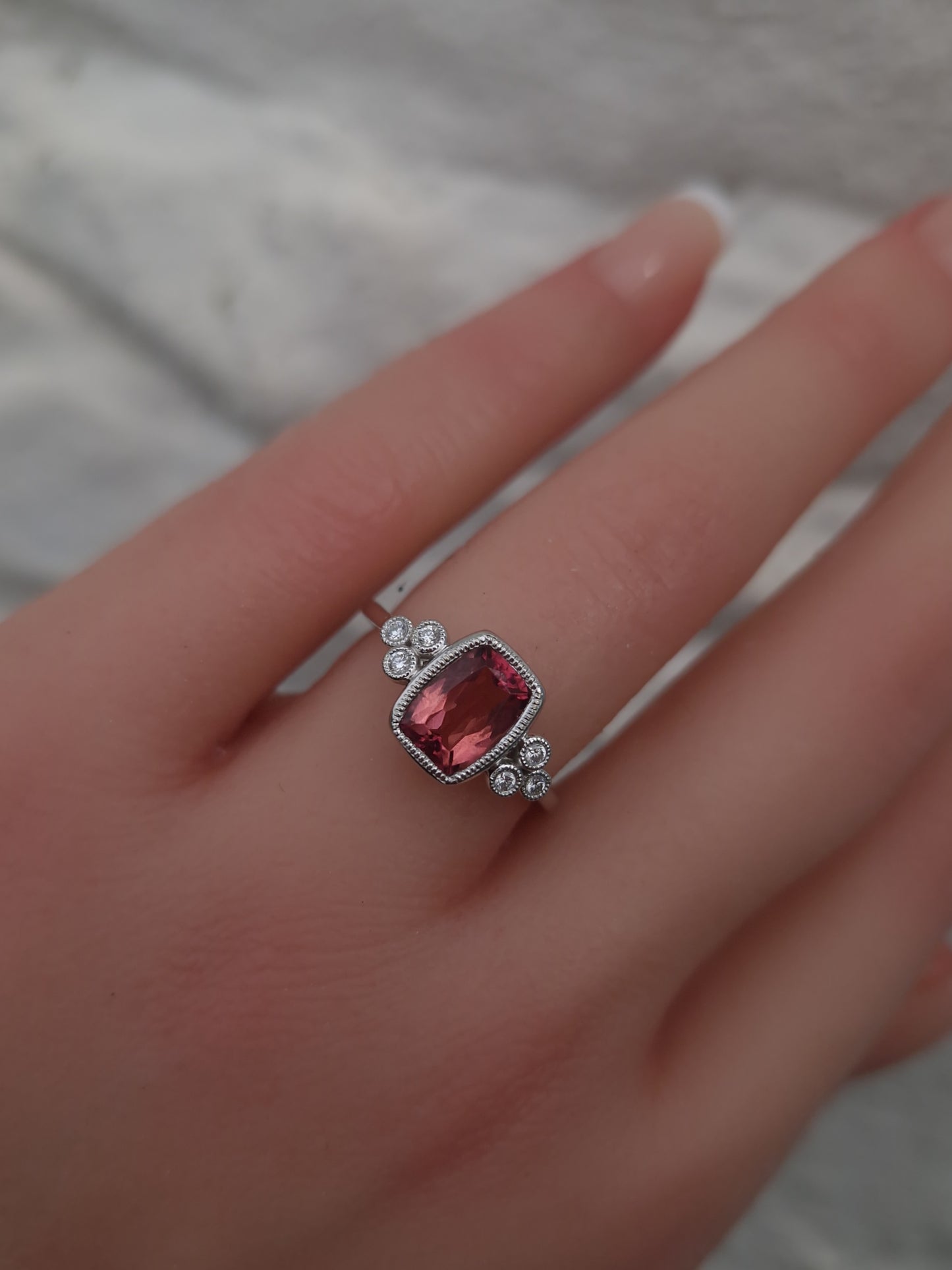 Pre-loved Pink Tourmaline Diamond 18ct White Gold Ring