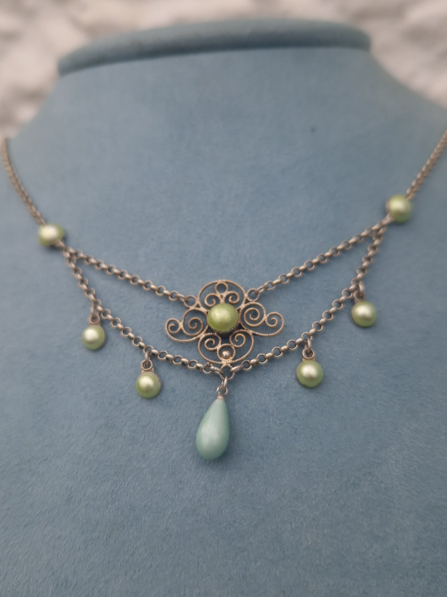 Antique Marius Hammer Silver Enamel Norwegian Necklace