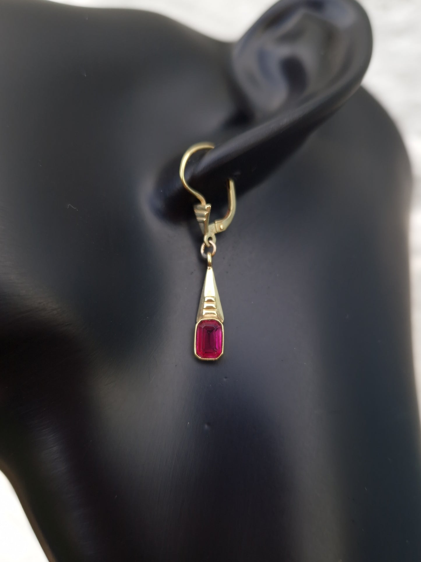 Vintage Tourmaline Drop Earrings 14ct Gold