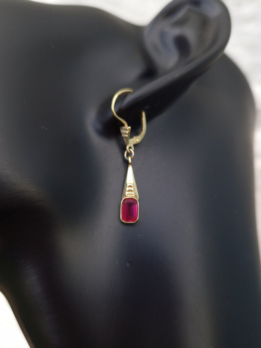 Vintage Tourmaline Drop Earrings 14ct Gold