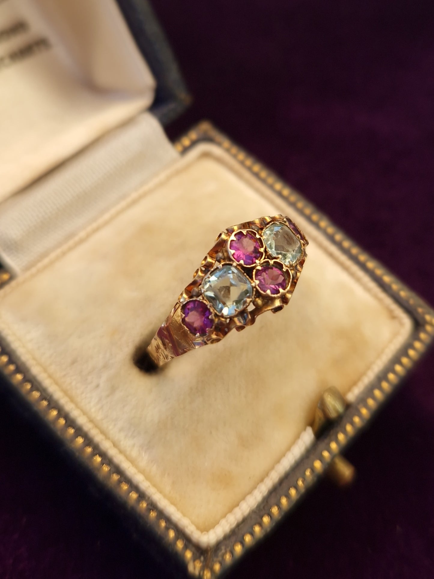 Antique 1872 Victorian 12ct Gold Flint Glass Ring