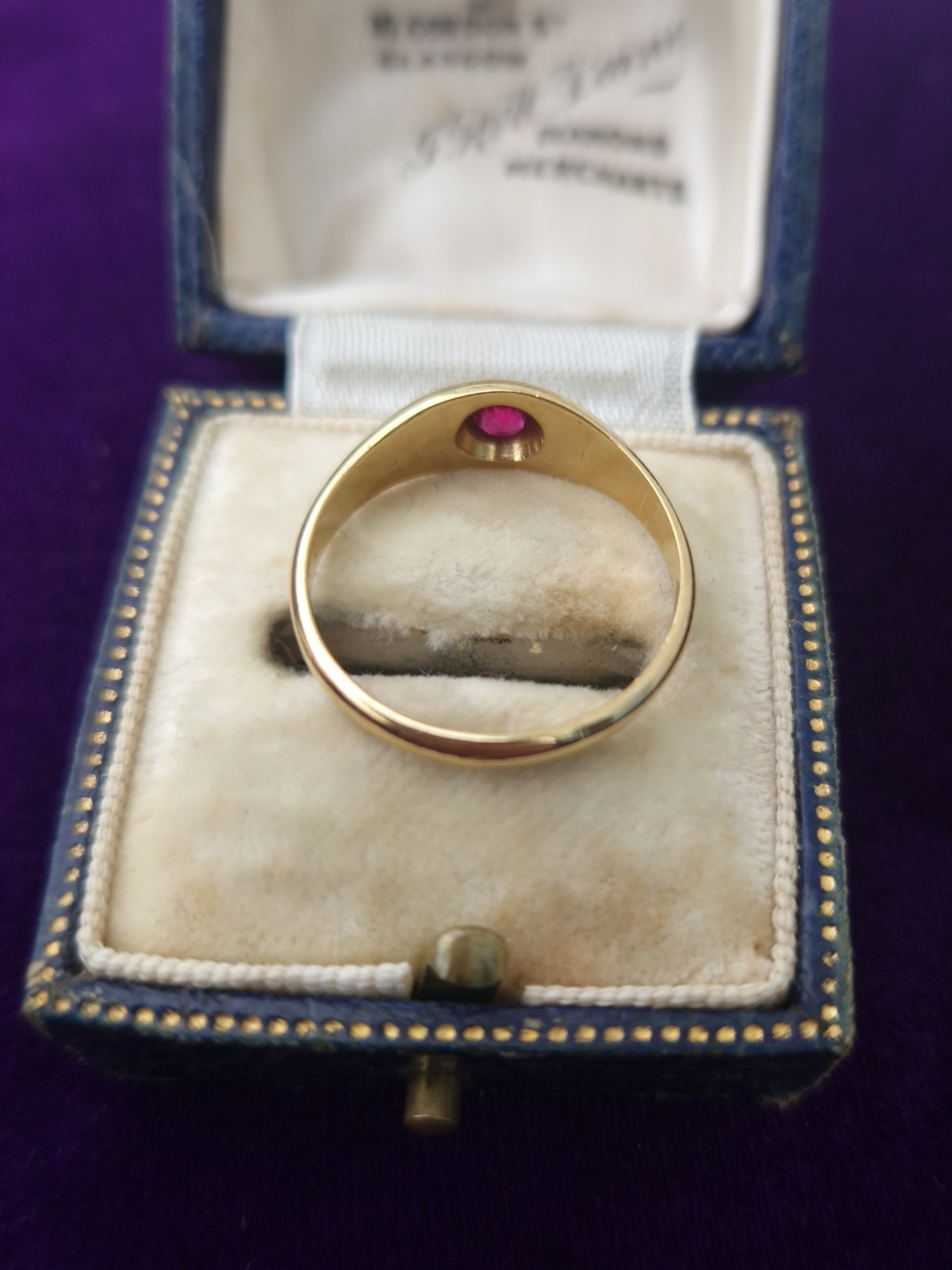 Antique 1913 Ruby 18ct Gold Gypsy Ring