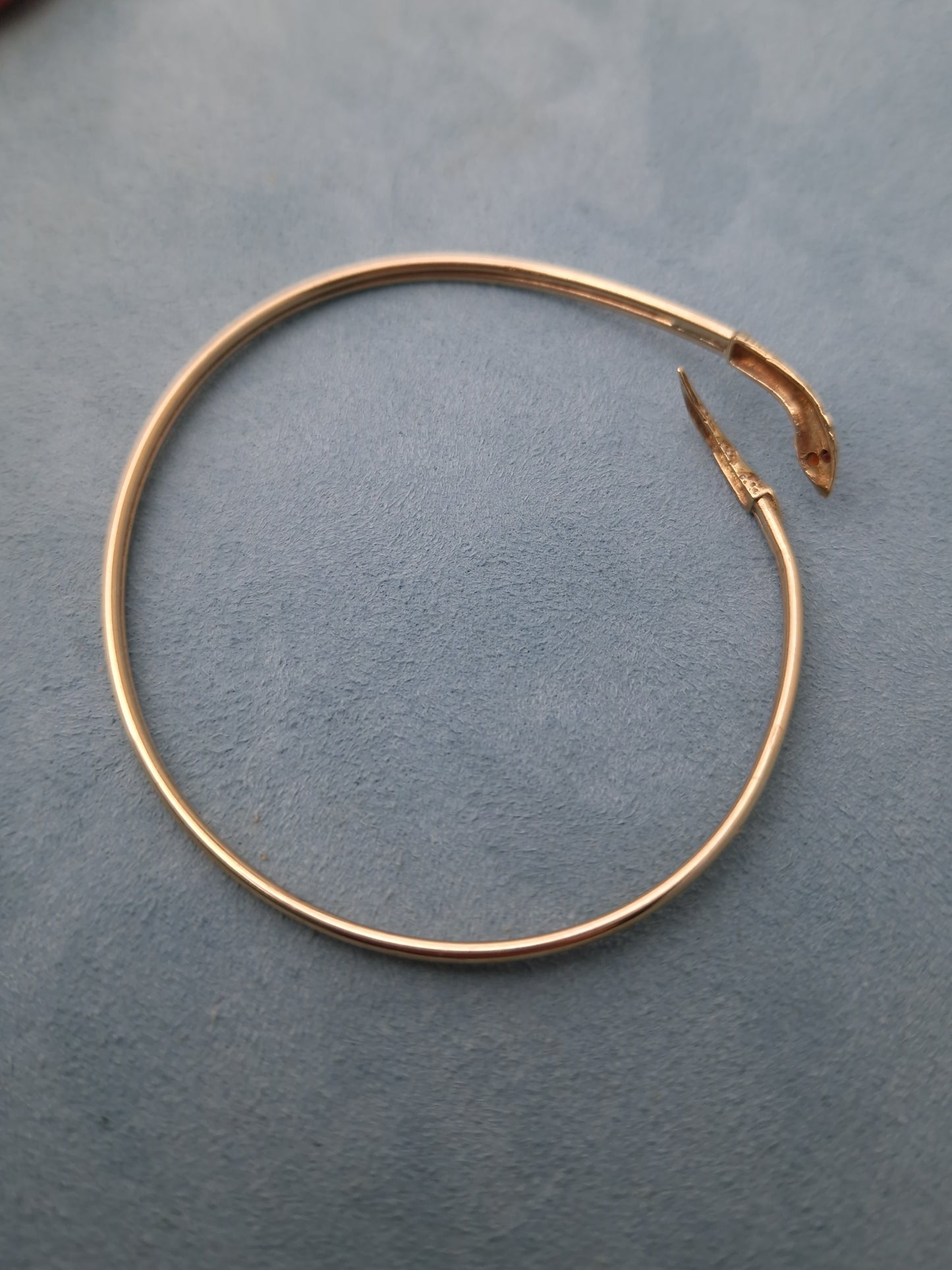 Vintage Garnet Snake Bangle 9ct Gold