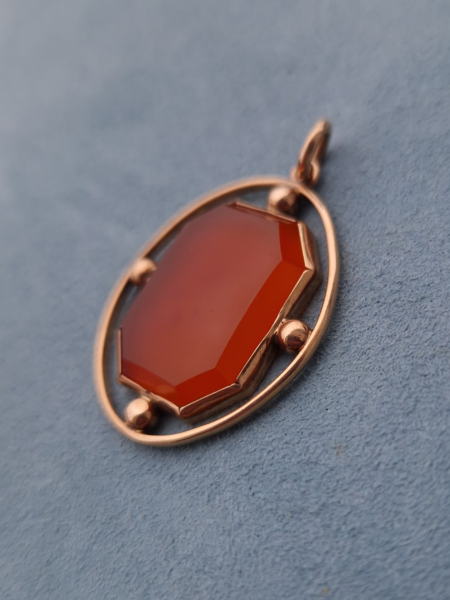 Antique Edwardian Carnelian 9ct Rose Gold Pendant