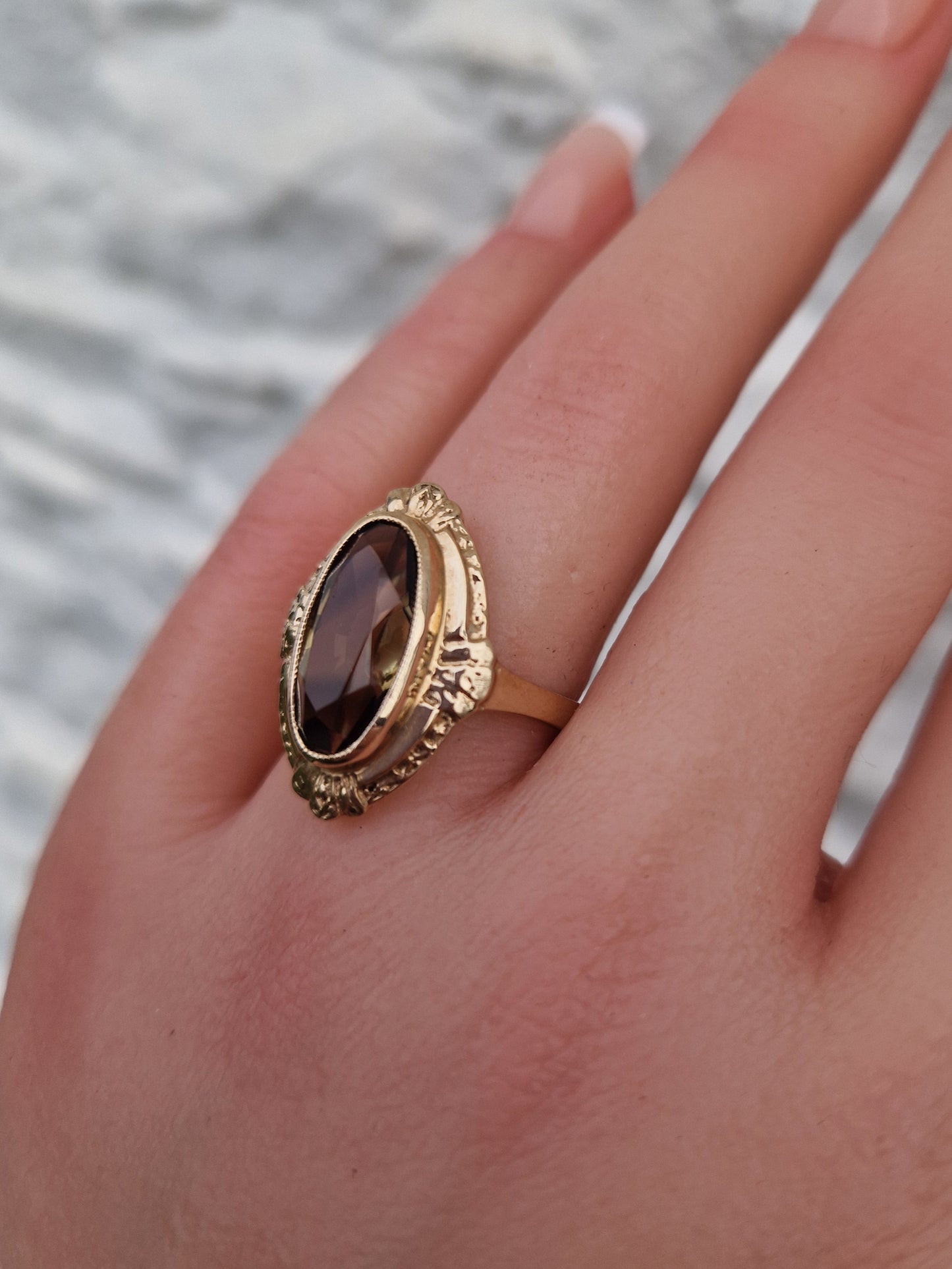 Vintage Smoky Quartz 9ct Gold Ring