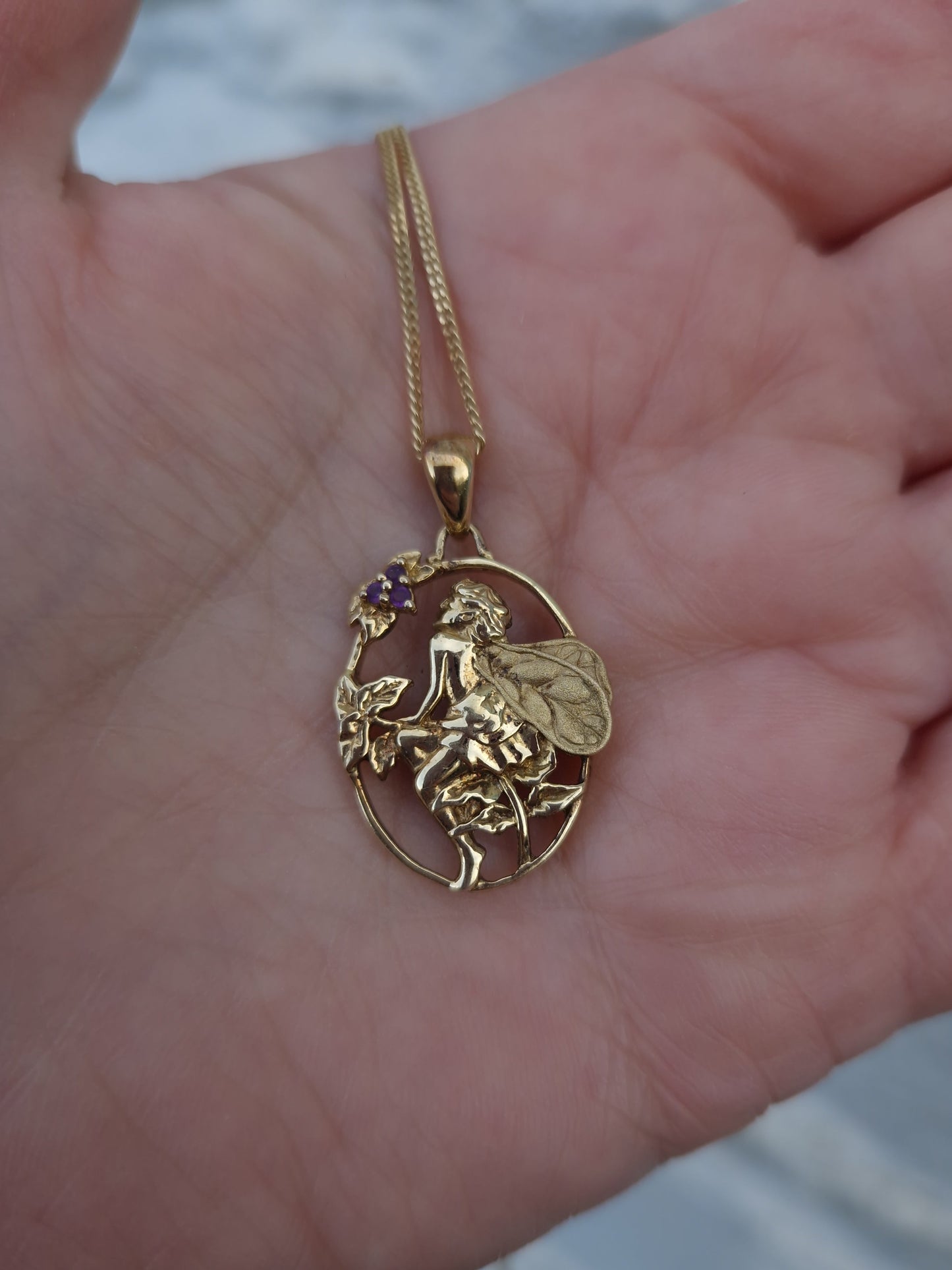 Fairy Pendant Necklace Sterling Silver Gilt
