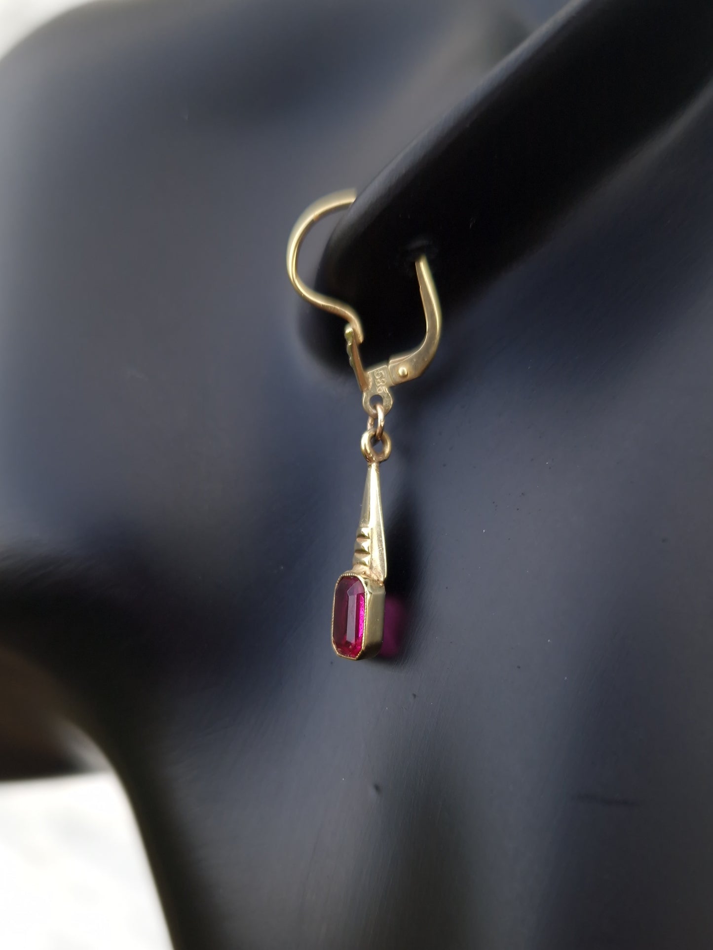 Vintage Tourmaline Drop Earrings 14ct Gold