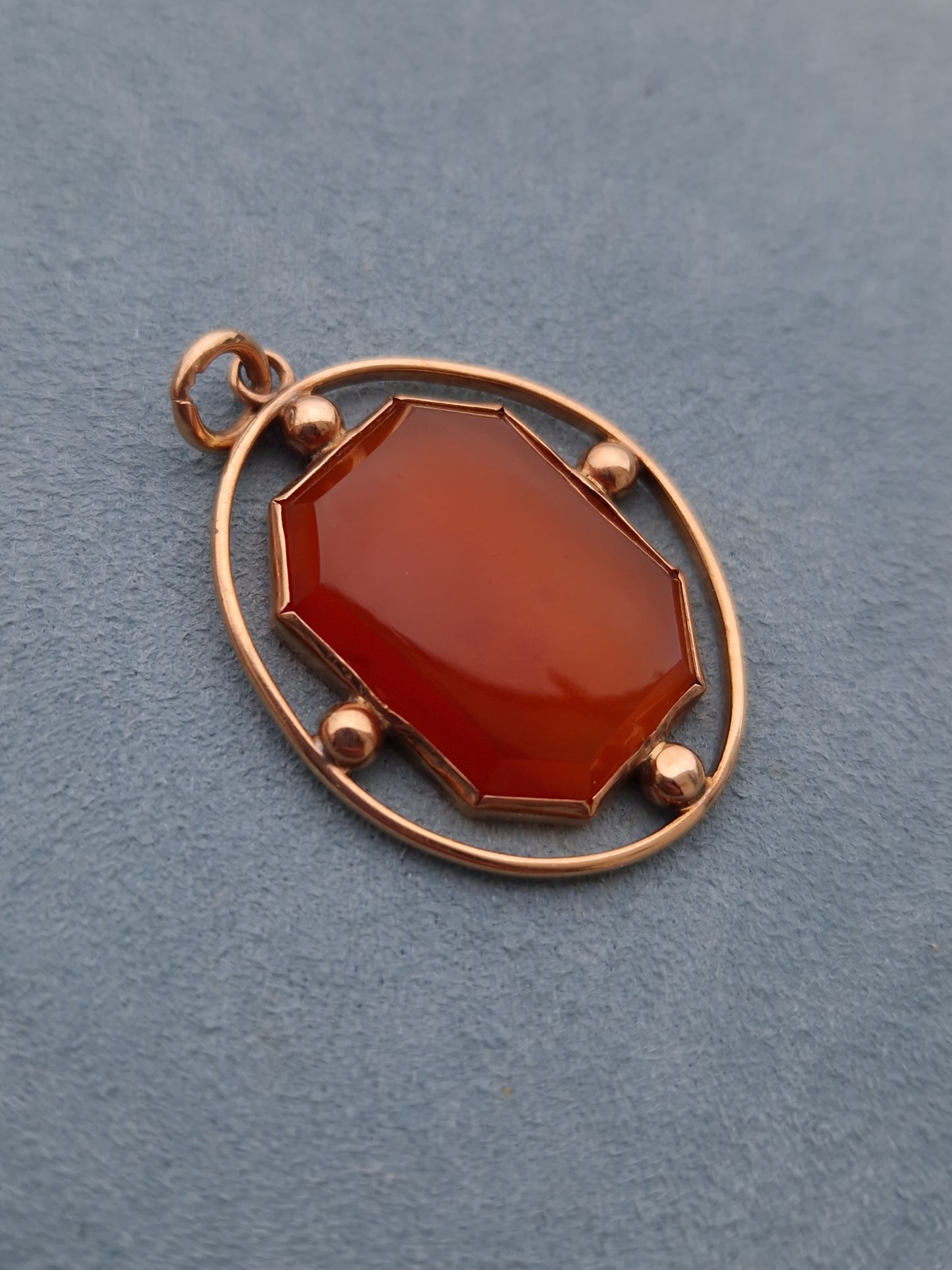 Antique Edwardian Carnelian 9ct Rose Gold Pendant